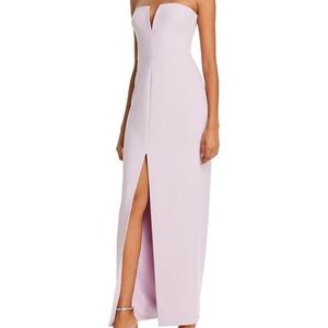 BCBGMaxAzria V-notched Floor Length Crepe Gown